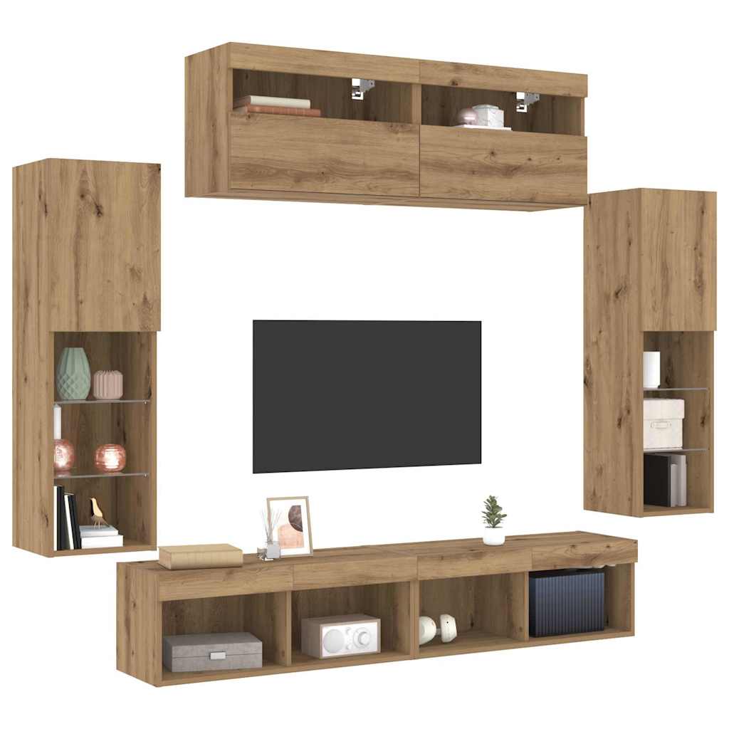 Ensemble meuble TV 6 pc chêne artisanal Bois d'ingénierie