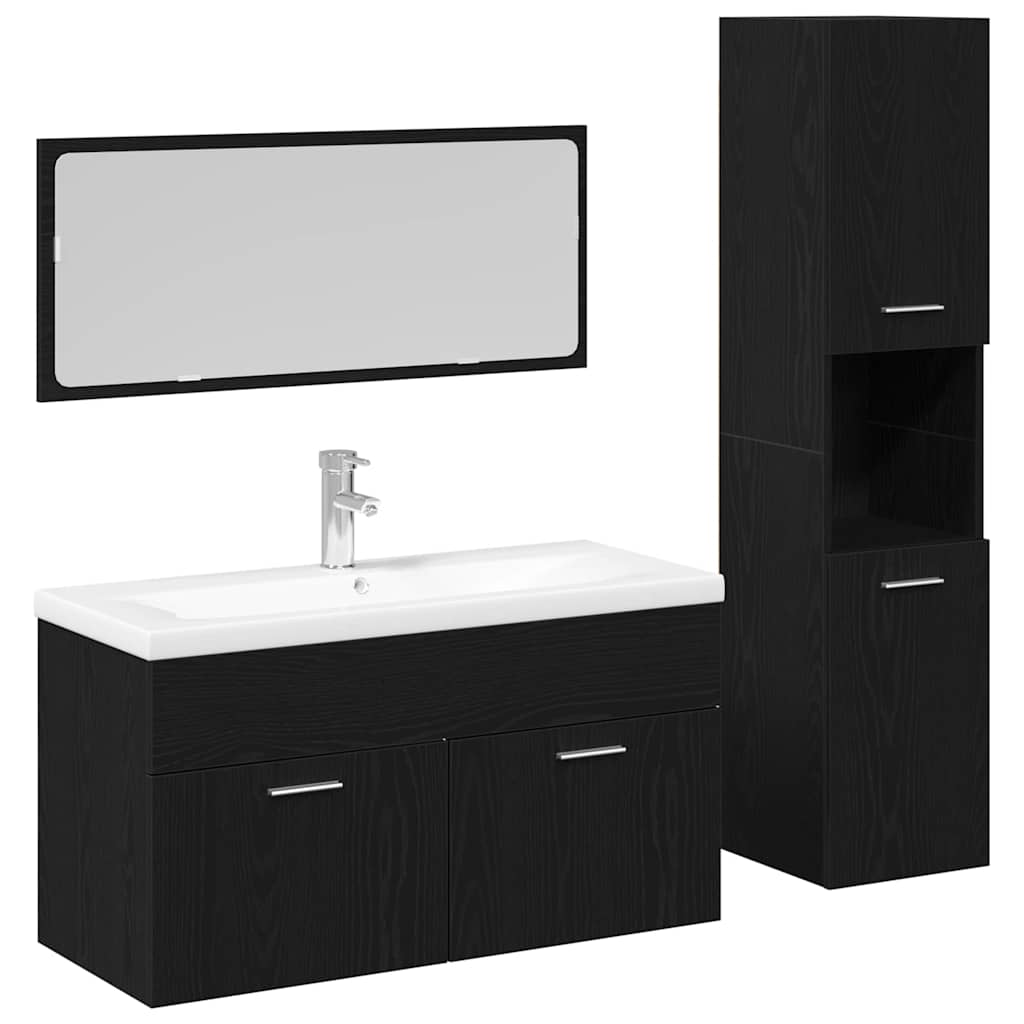 Ensemble de mobilier de salle de bain 4 pièces Chêne noir