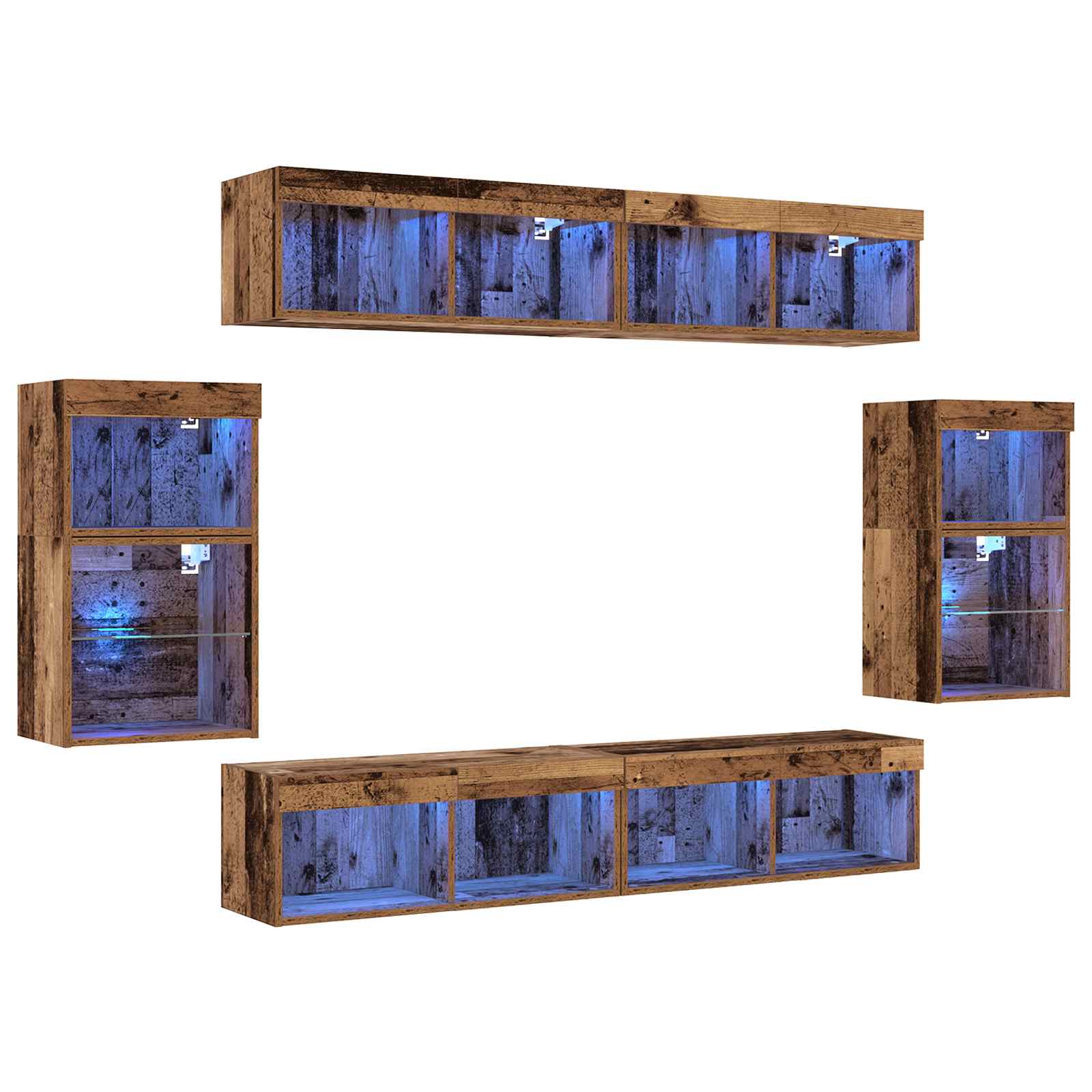 Ensemble meuble TV 8 pcs Bois ancien Bois d'ingénierie - XIOS