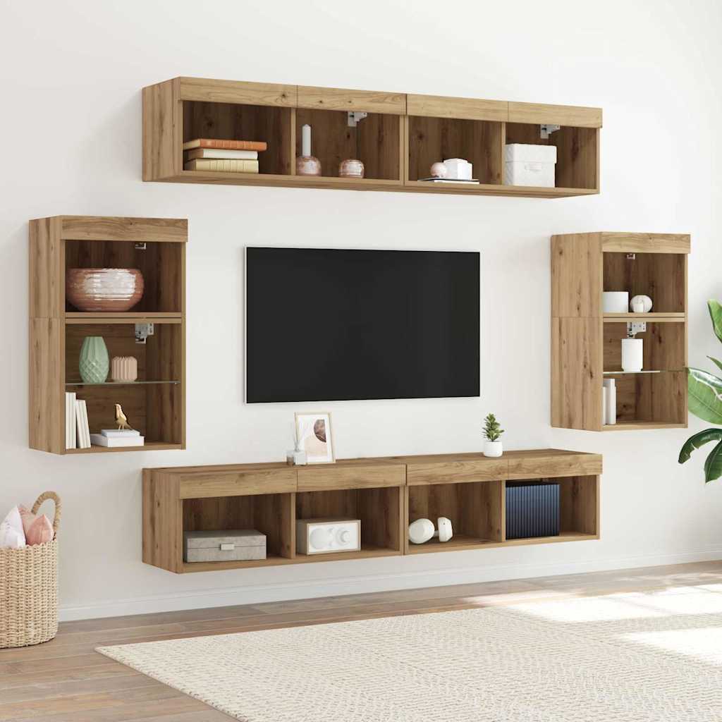 Ensemble meuble TV 8 pcs chêne artisanal Bois d'ingénierie - XIOS