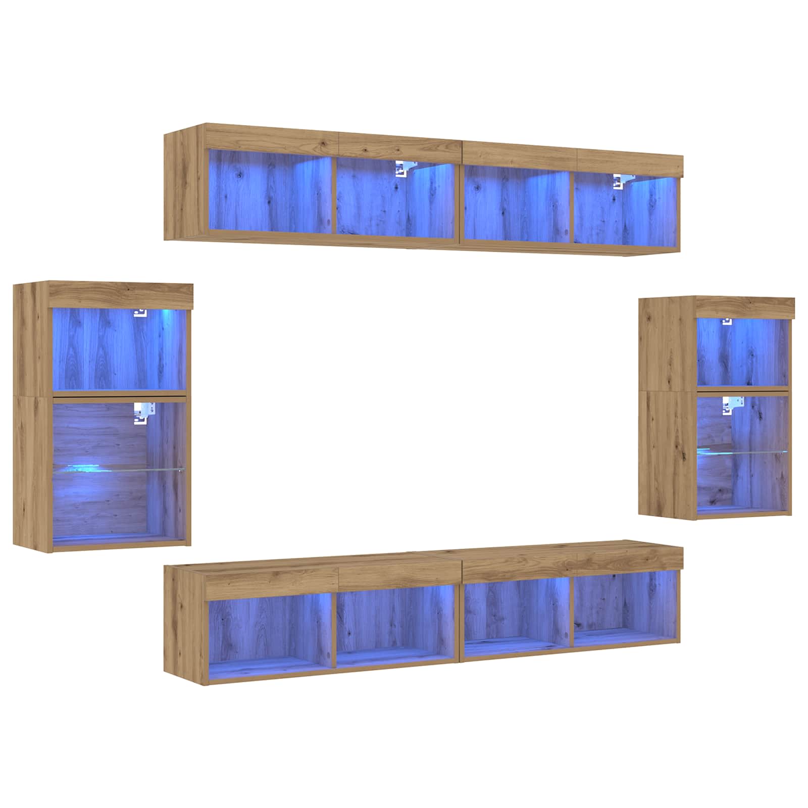 Ensemble meuble TV 8 pcs chêne artisanal Bois d'ingénierie - XIOS