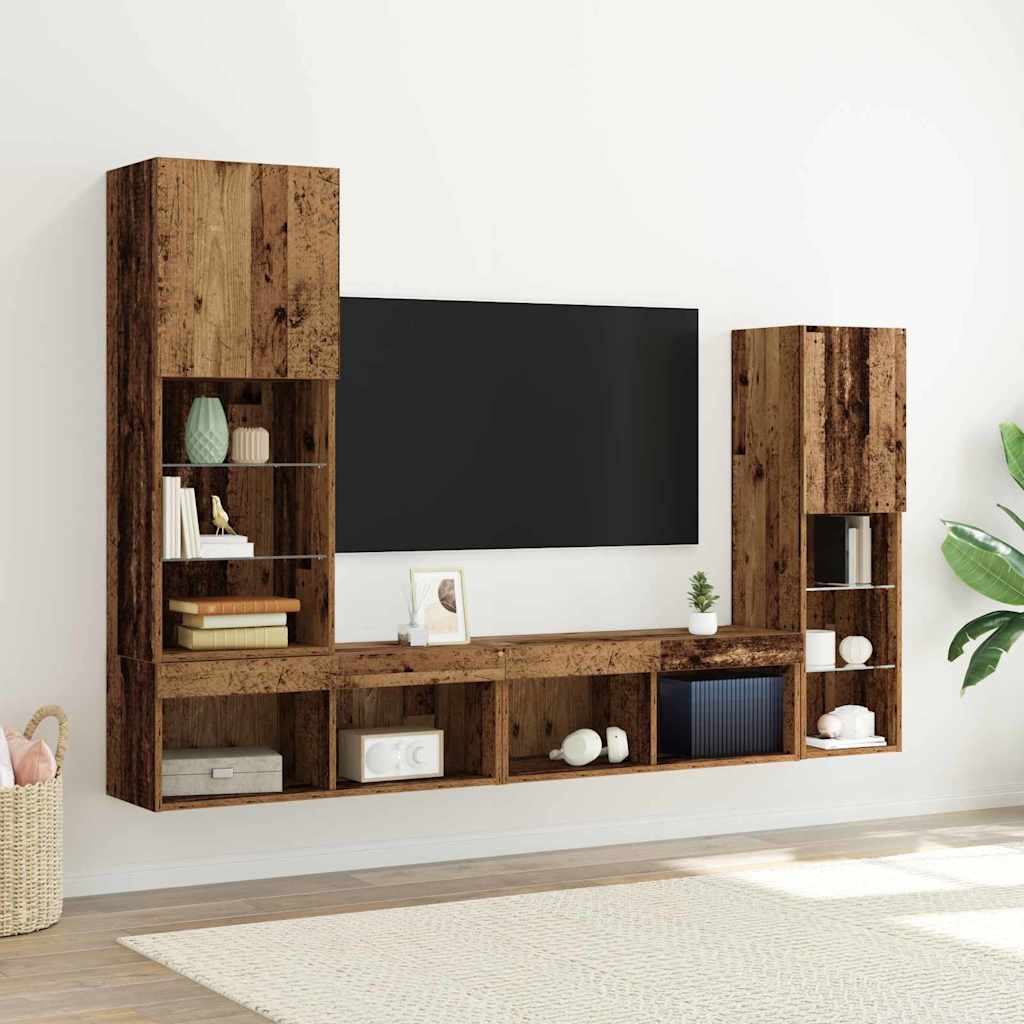 Meuble TV 4 pcs Bois ancien Bois d'ingénierie - XIOS