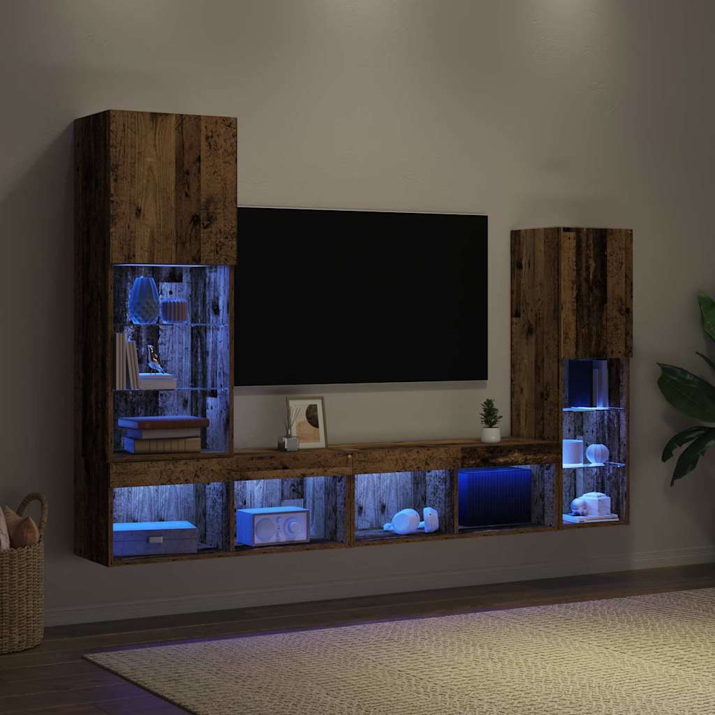 Meuble TV 4 pcs Bois ancien Bois d'ingénierie - XIOS