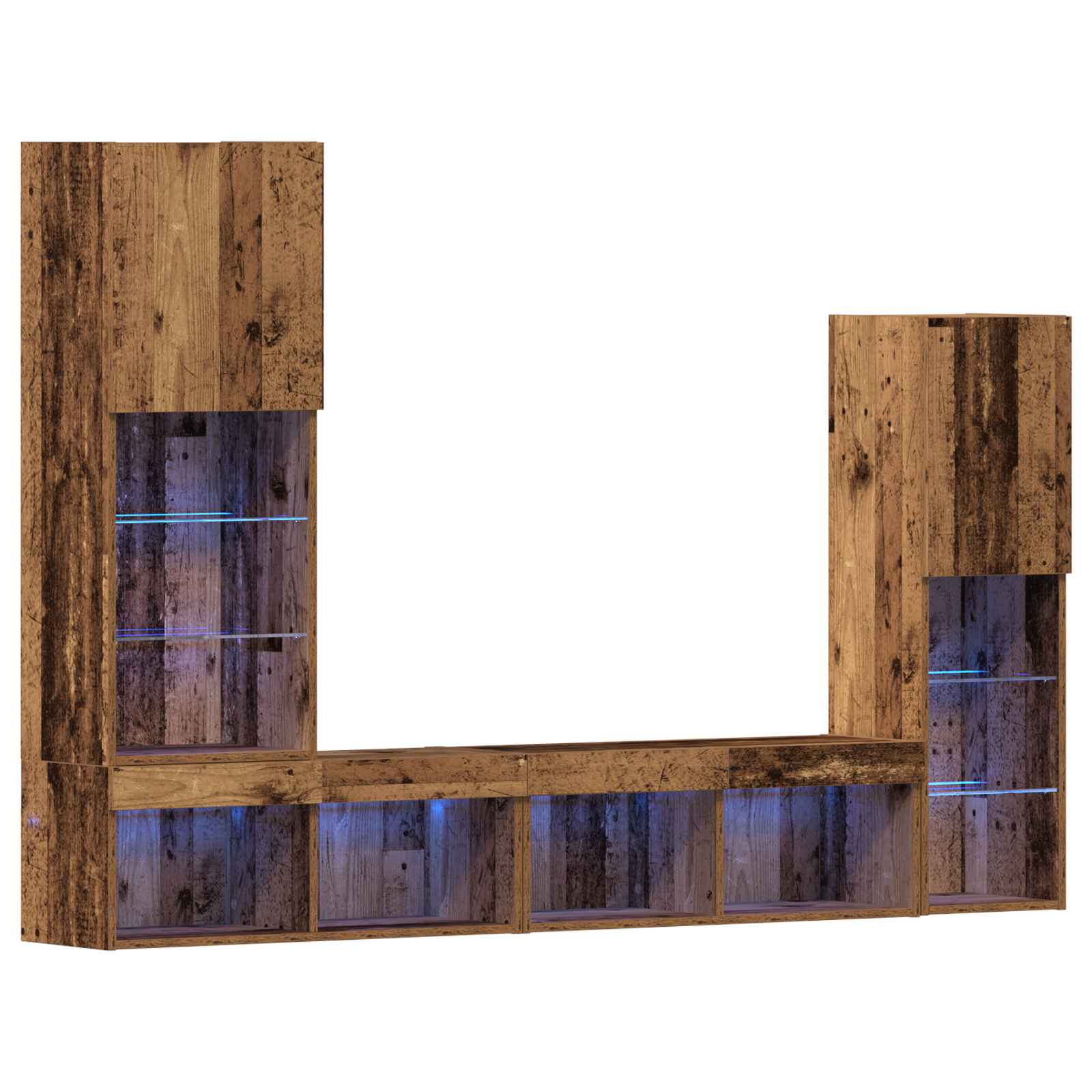 Meuble TV 4 pcs Bois ancien Bois d'ingénierie - XIOS