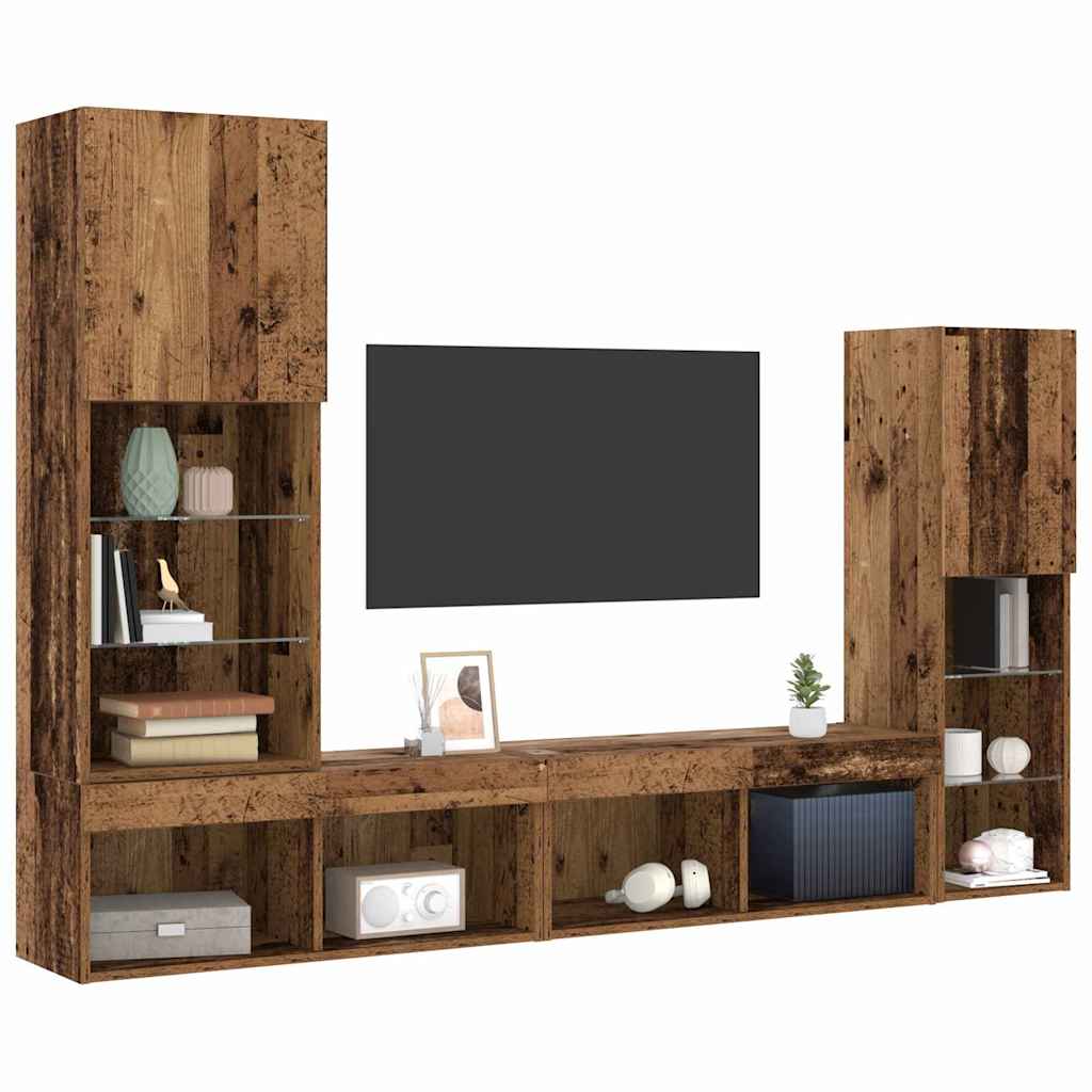 Meuble TV 4 pcs Bois ancien Bois d'ingénierie - XIOS