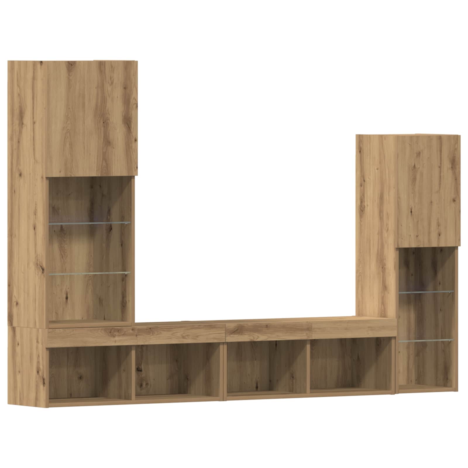 Meuble TV 4 pc chêne artisanal Bois d'ingénierie