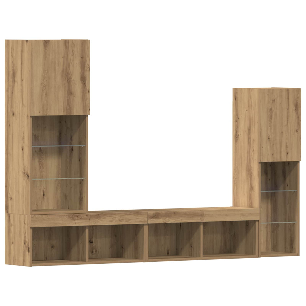 Meuble TV 4 pc chêne artisanal Bois d'ingénierie