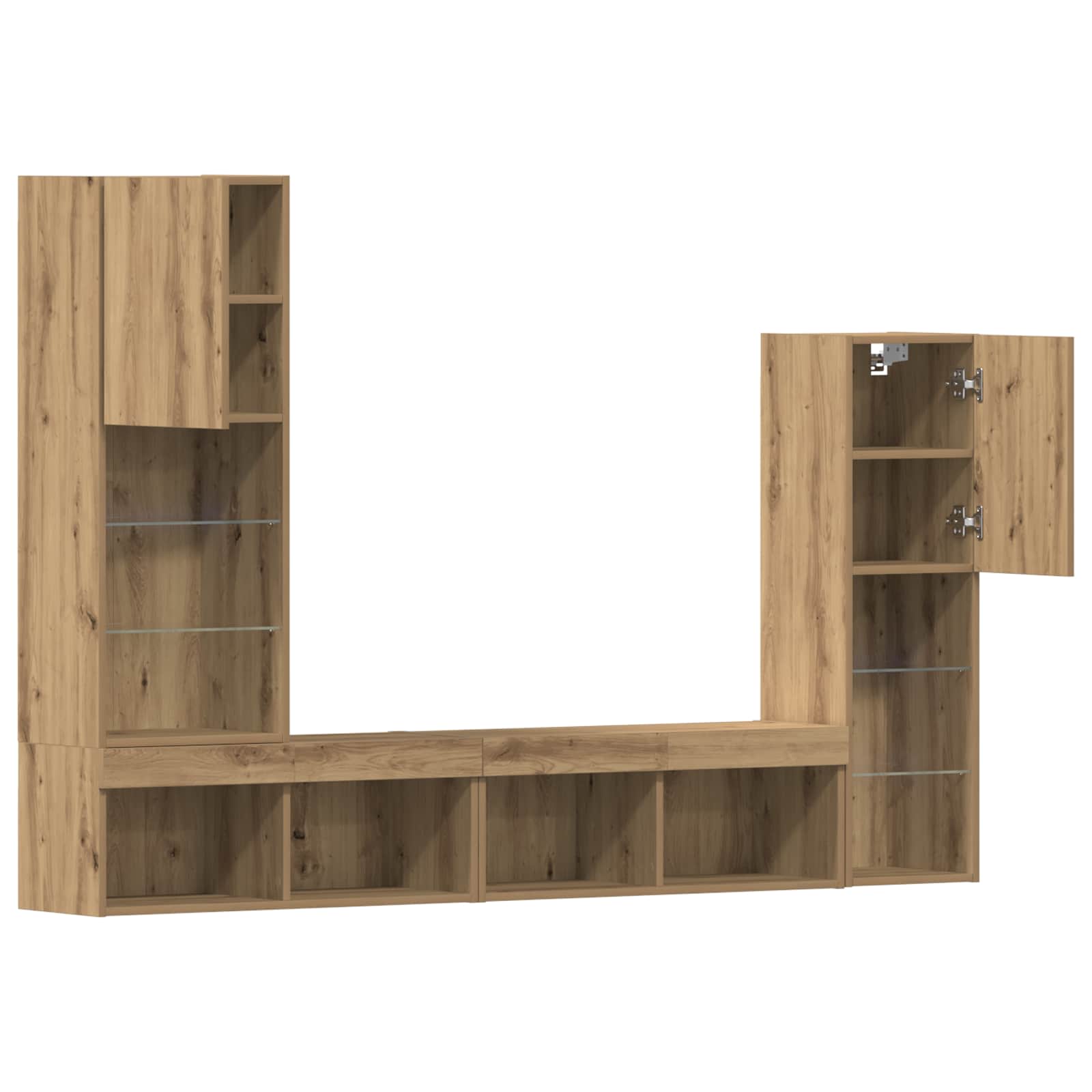 Meuble TV 4 pc chêne artisanal Bois d'ingénierie