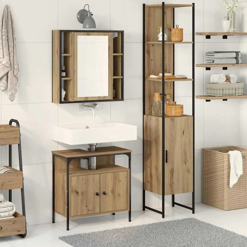 Ensemble de mobilier de salle de bain 3 pc Chêne artisanal - XIOS