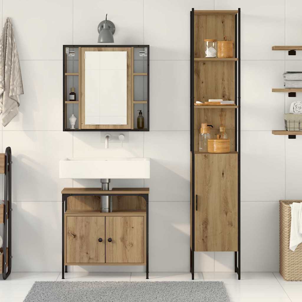 Ensemble de mobilier de salle de bain 3 pc Chêne artisanal