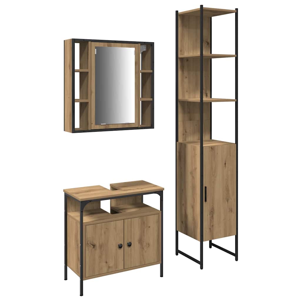 Ensemble de mobilier de salle de bain 3 pc Chêne artisanal