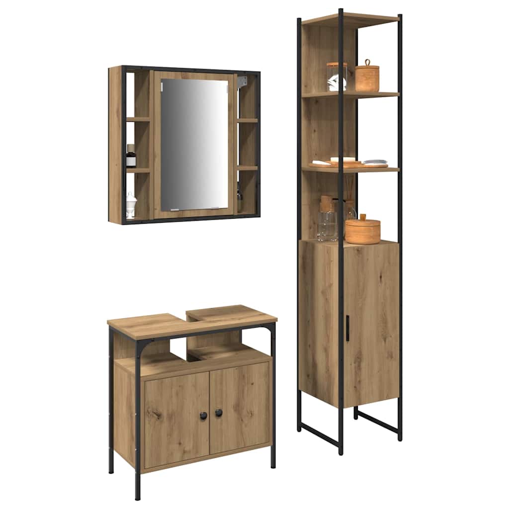 Ensemble de mobilier de salle de bain 3 pc Chêne artisanal