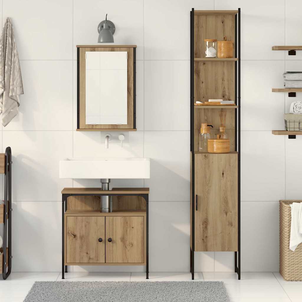 Ensemble de mobilier de salle de bain 3 pc Chêne artisanal