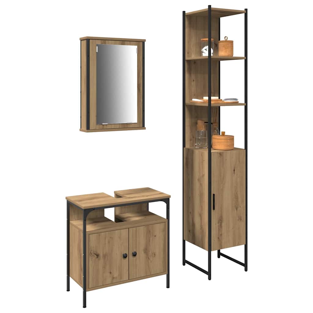 Ensemble de mobilier de salle de bain 3 pc Chêne artisanal