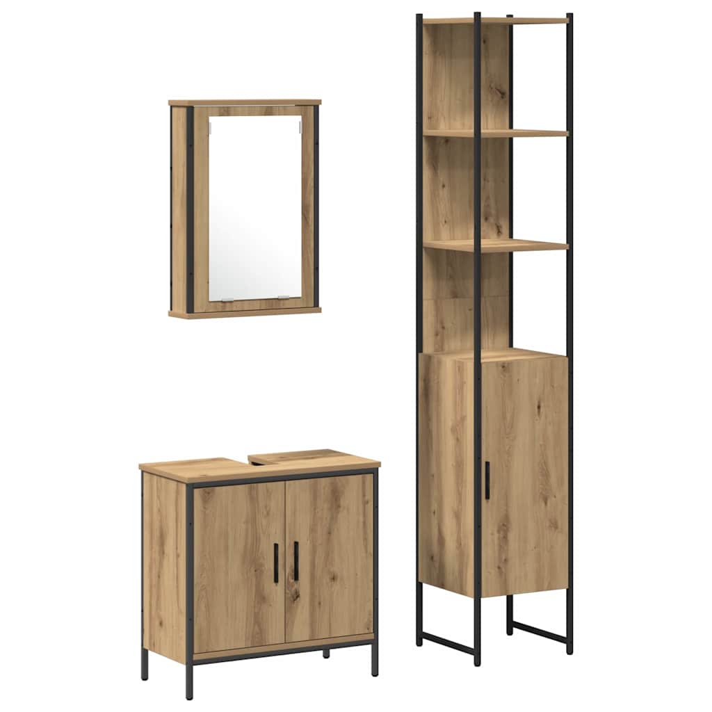 Ensemble de mobilier de salle de bain 3 pièces Marron