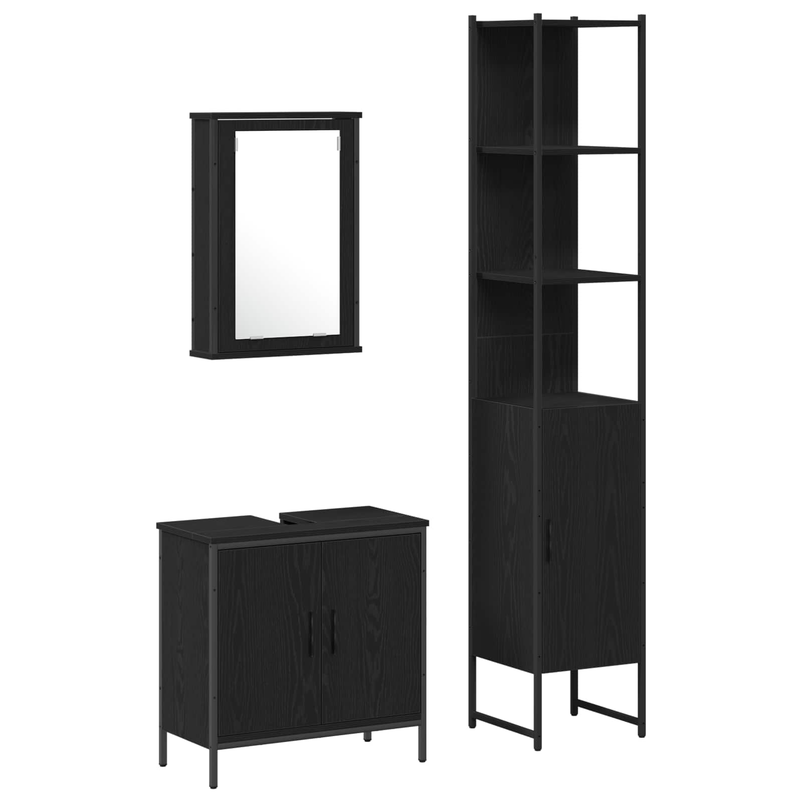 Ensemble de mobilier de salle de bain 3 pc Noir