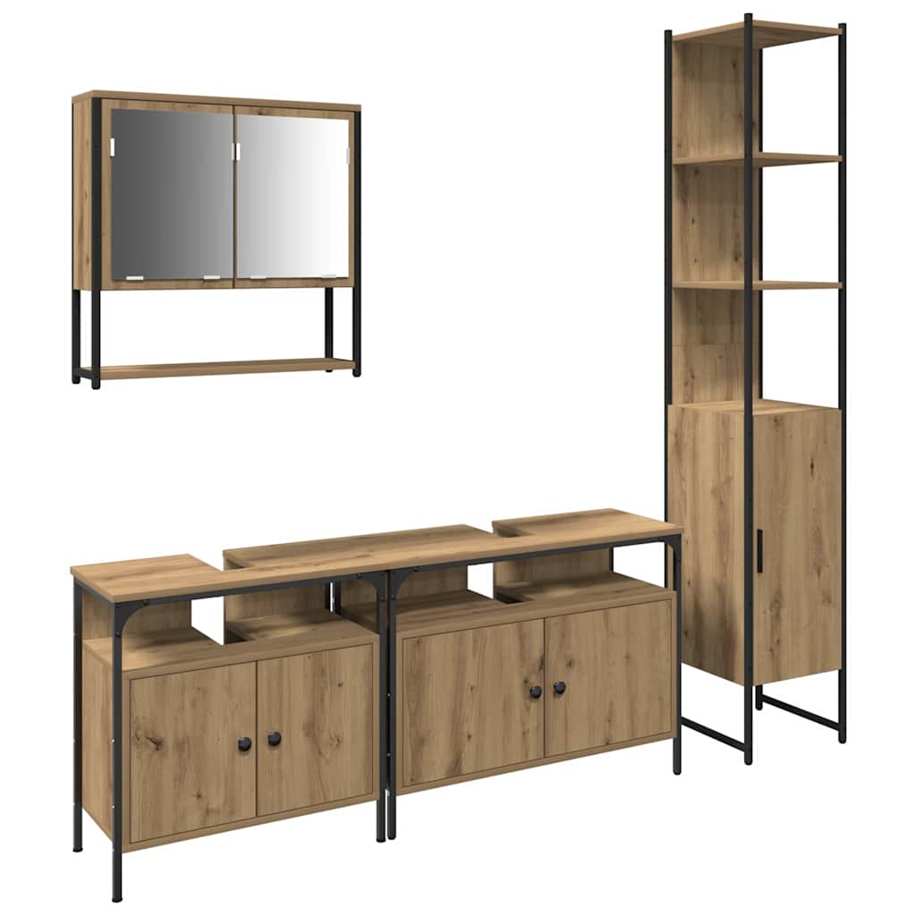 Ensemble de mobilier de salle de bain 4 pièces Chêne artisanal
