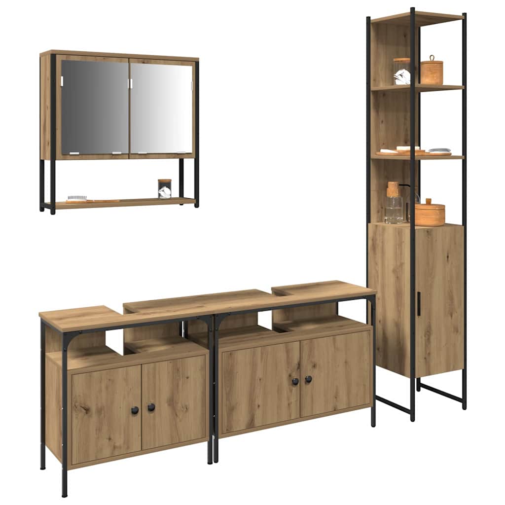 Ensemble de mobilier de salle de bain 4 pièces Chêne artisanal