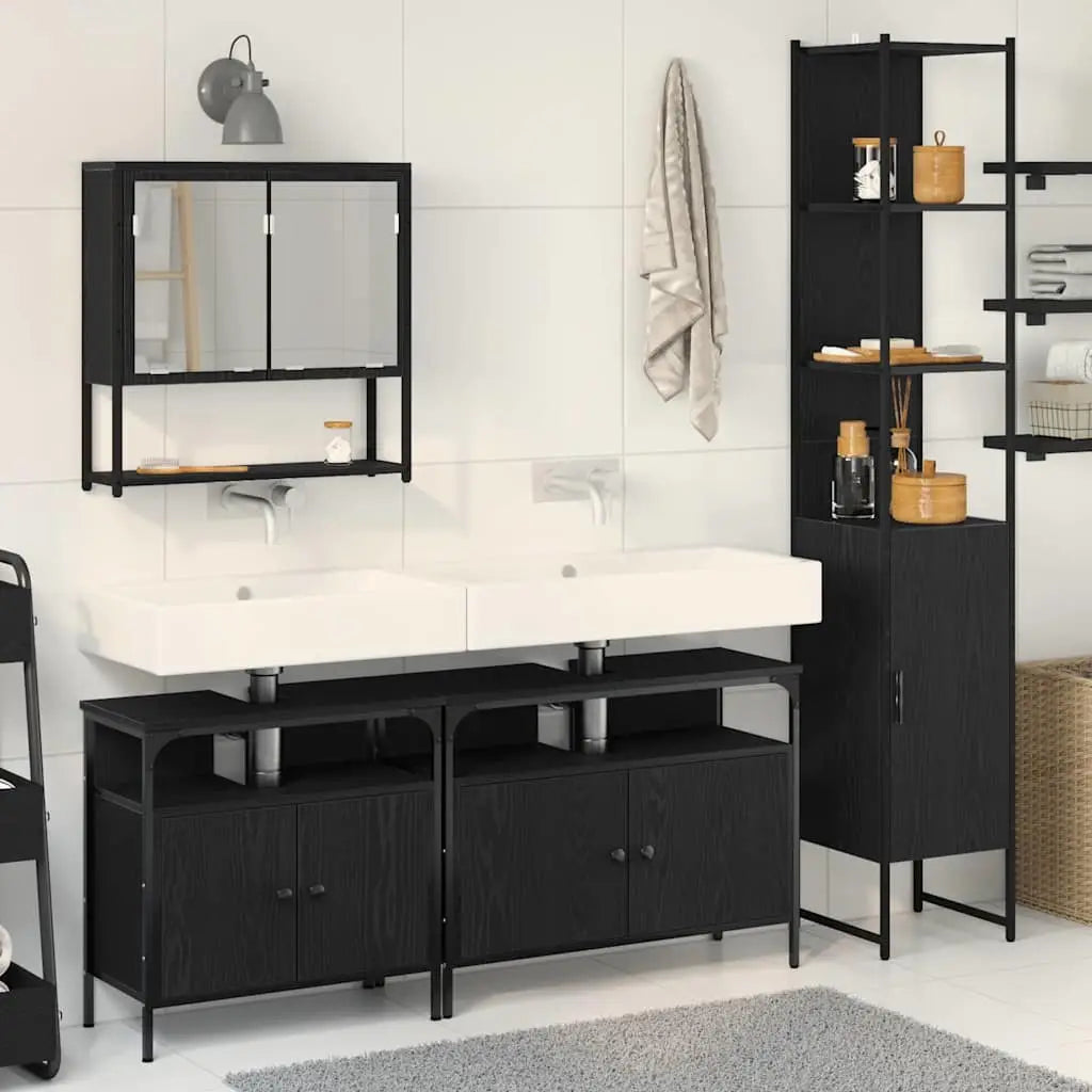Ensemble de mobilier de salle de bain 4 pièces Chêne noir - XIOS