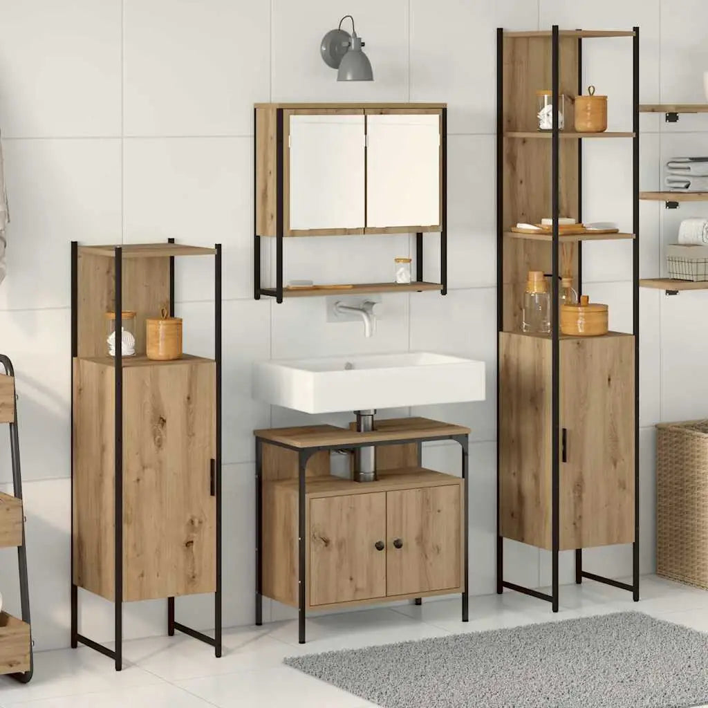 Ensemble de mobilier de salle de bain 4 pc Chêne artisanal - XIOS