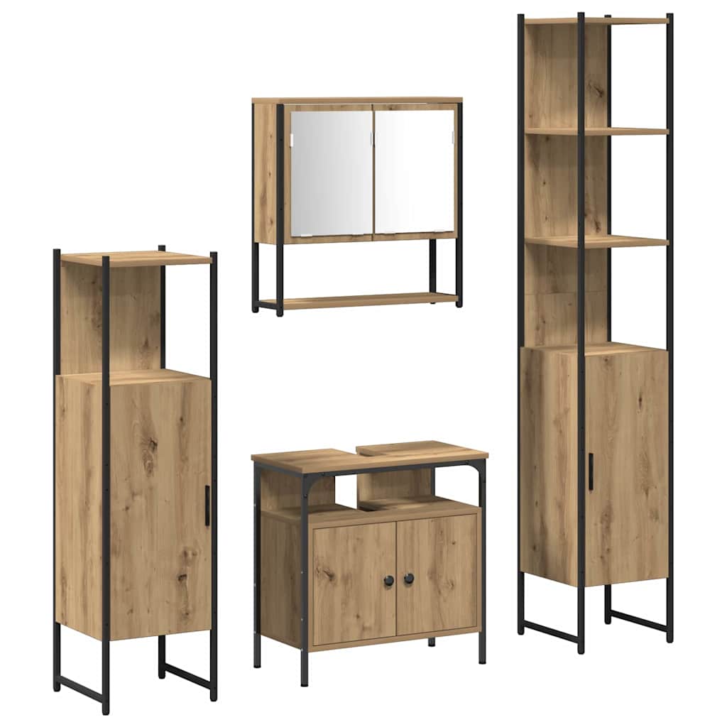 Ensemble de mobilier de salle de bain 4 pc Chêne artisanal