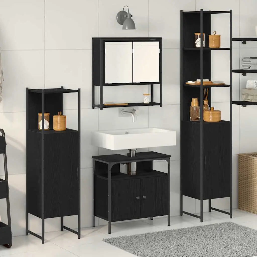 Ensemble de mobilier de salle de bain 4 pc Chêne noir - XIOS
