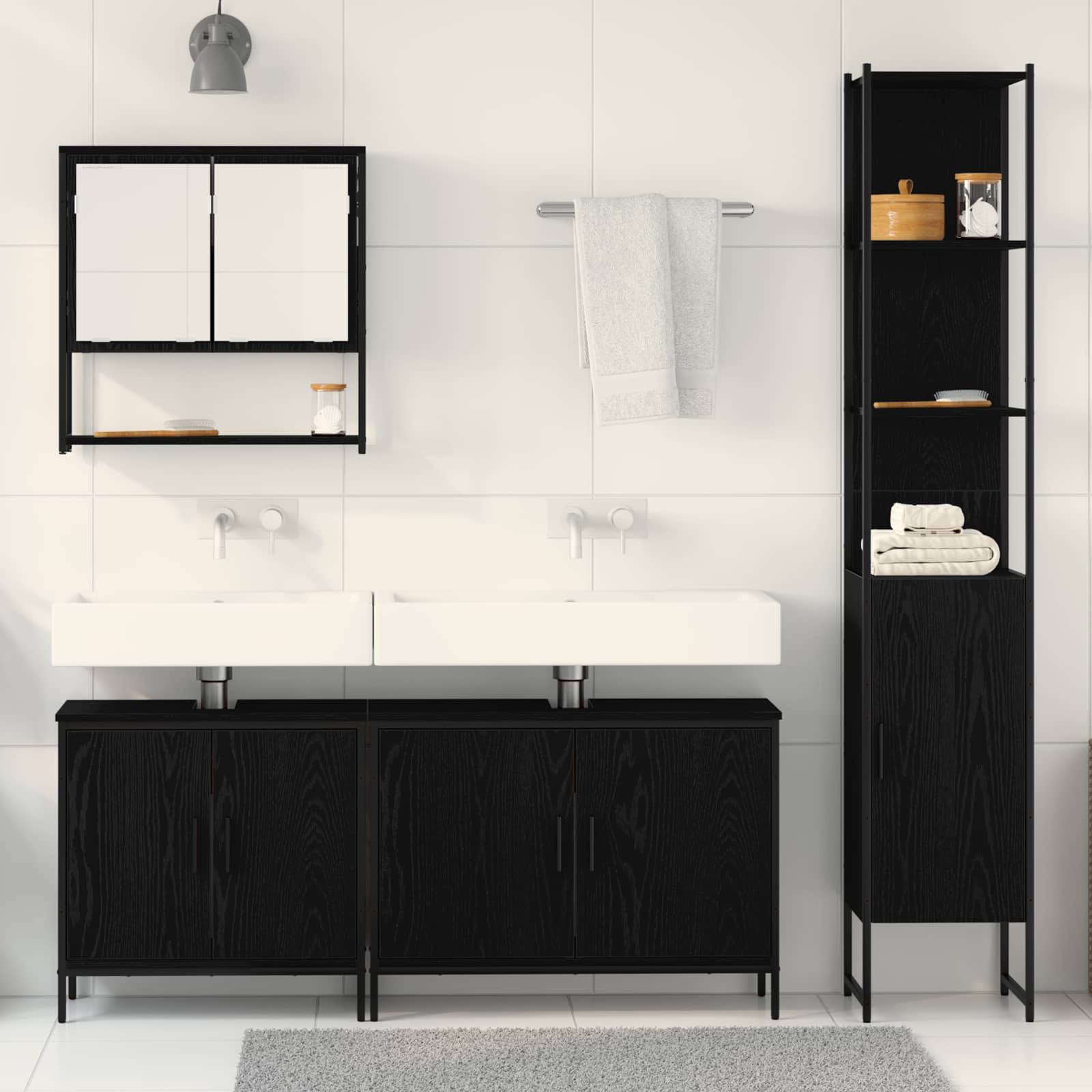 Ensemble de mobilier de salle de bain 4 pc Noir