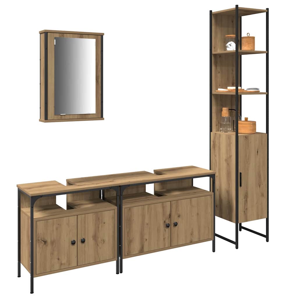 Ensemble de mobilier de salle de bain 4 pc Chêne artisanal