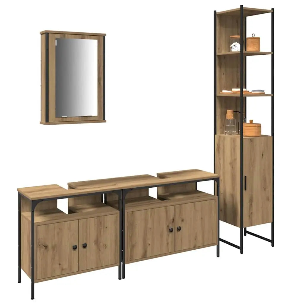 Ensemble de mobilier de salle de bain 4 pc Chêne artisanal - XIOS