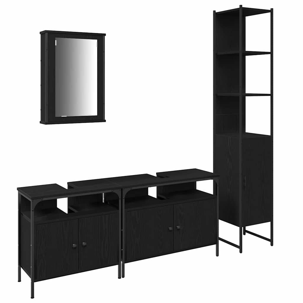 Ensemble de mobilier de salle de bain 4 pc Chêne noir