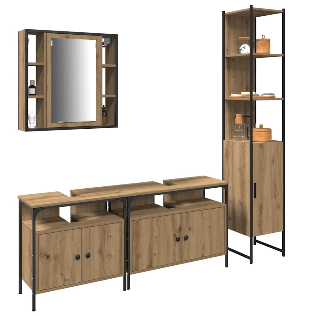 Ensemble de mobilier de salle de bain 4 pc Chêne artisanal