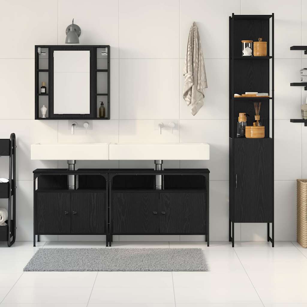 Ensemble de mobilier de salle de bain 4 pc Chêne noir