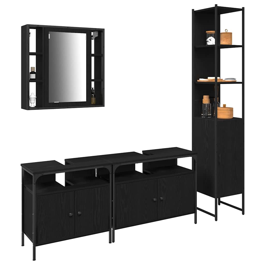 Ensemble de mobilier de salle de bain 4 pc Chêne noir