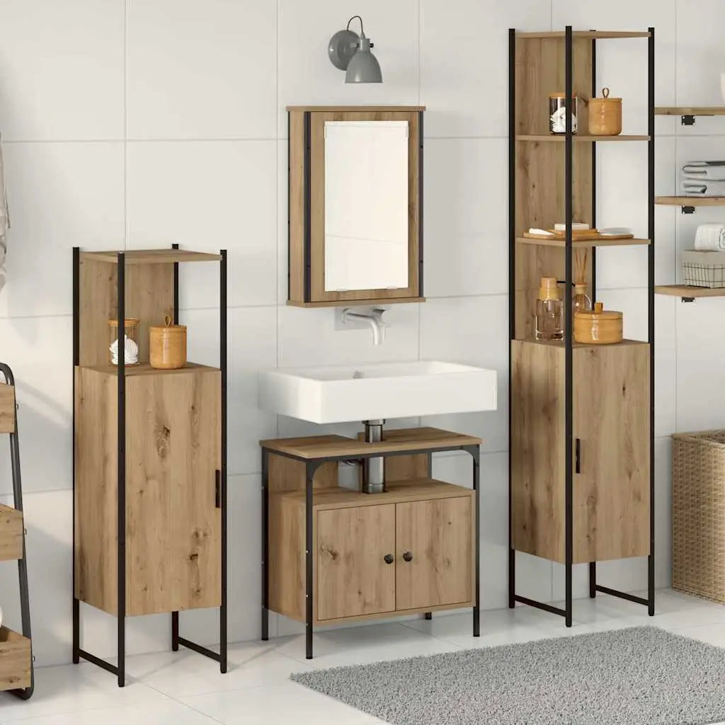 Ensemble de mobilier de salle de bain 4 pc Chêne artisanal - XIOS