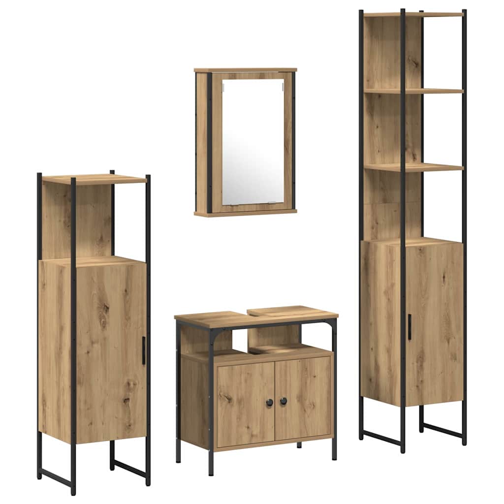 Ensemble de mobilier de salle de bain 4 pc Chêne artisanal