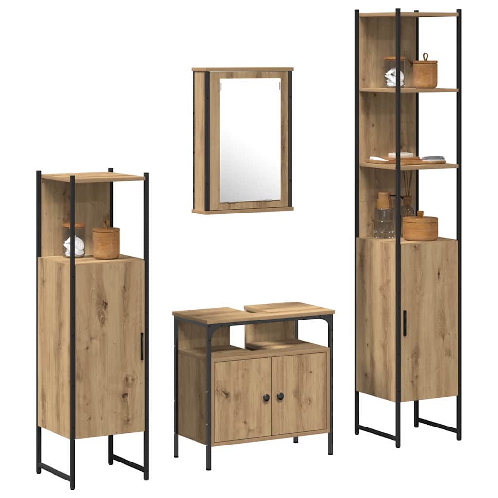 Ensemble de mobilier de salle de bain 4 pc Chêne artisanal