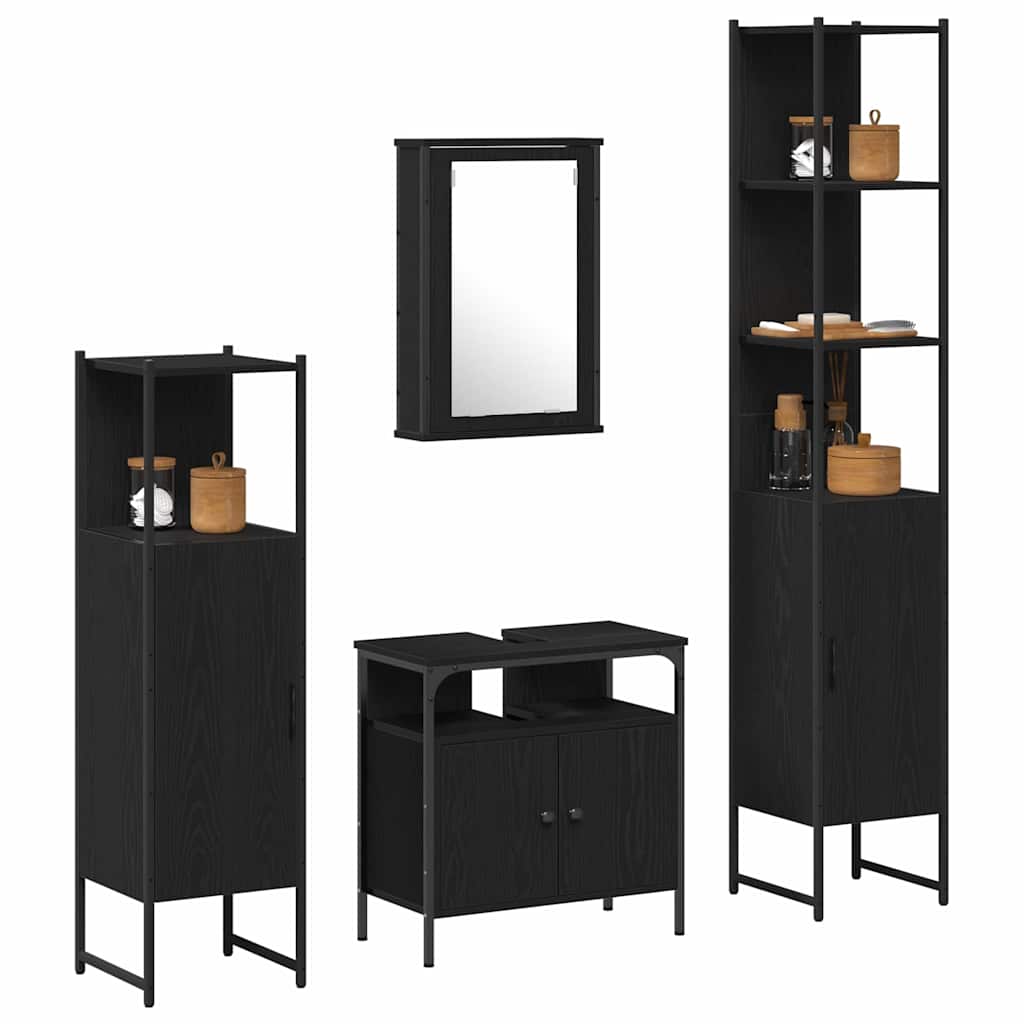 Ensemble de mobilier de salle de bain 4 pc Chêne noir