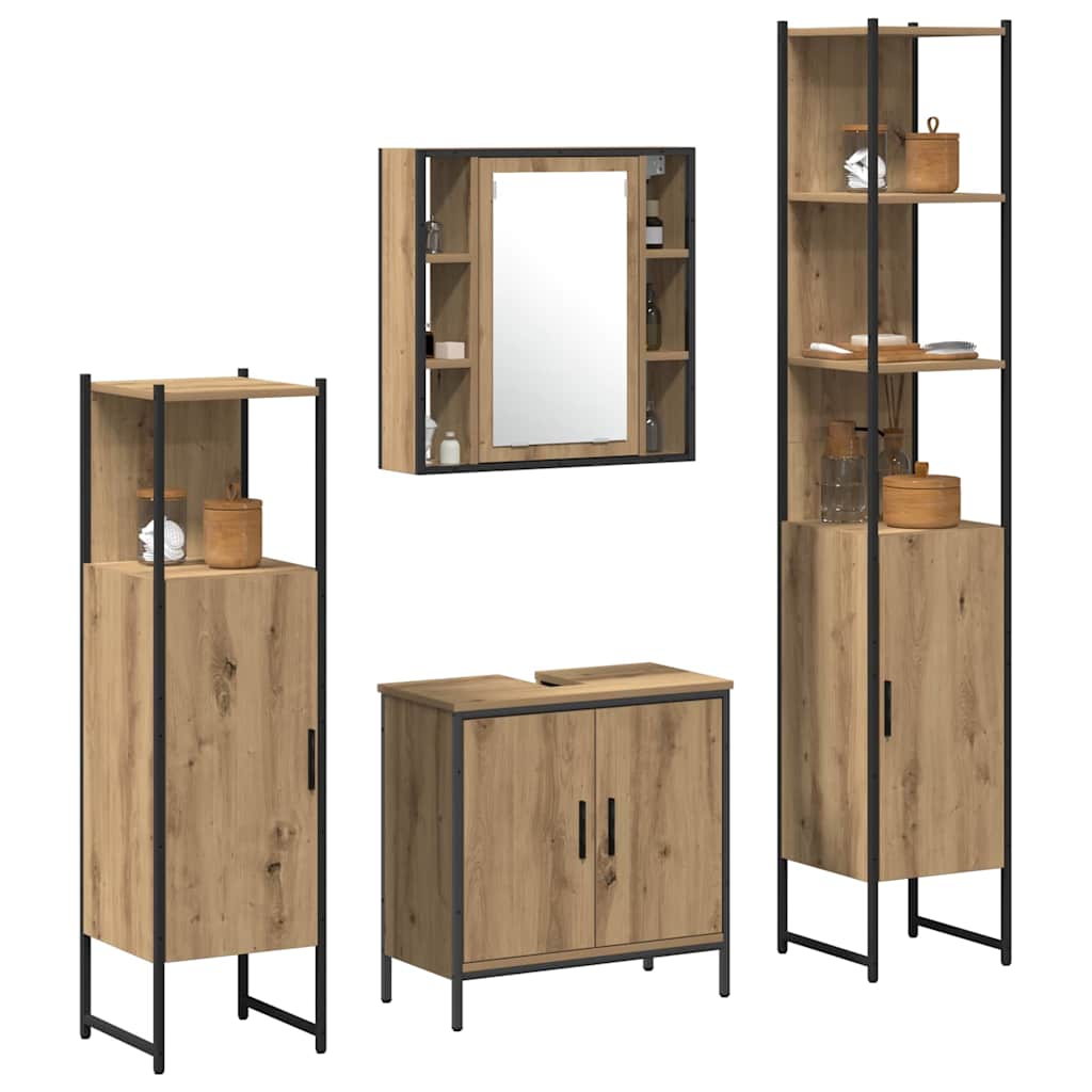 Ensemble de mobilier de salle de bain 4 pièces Marron