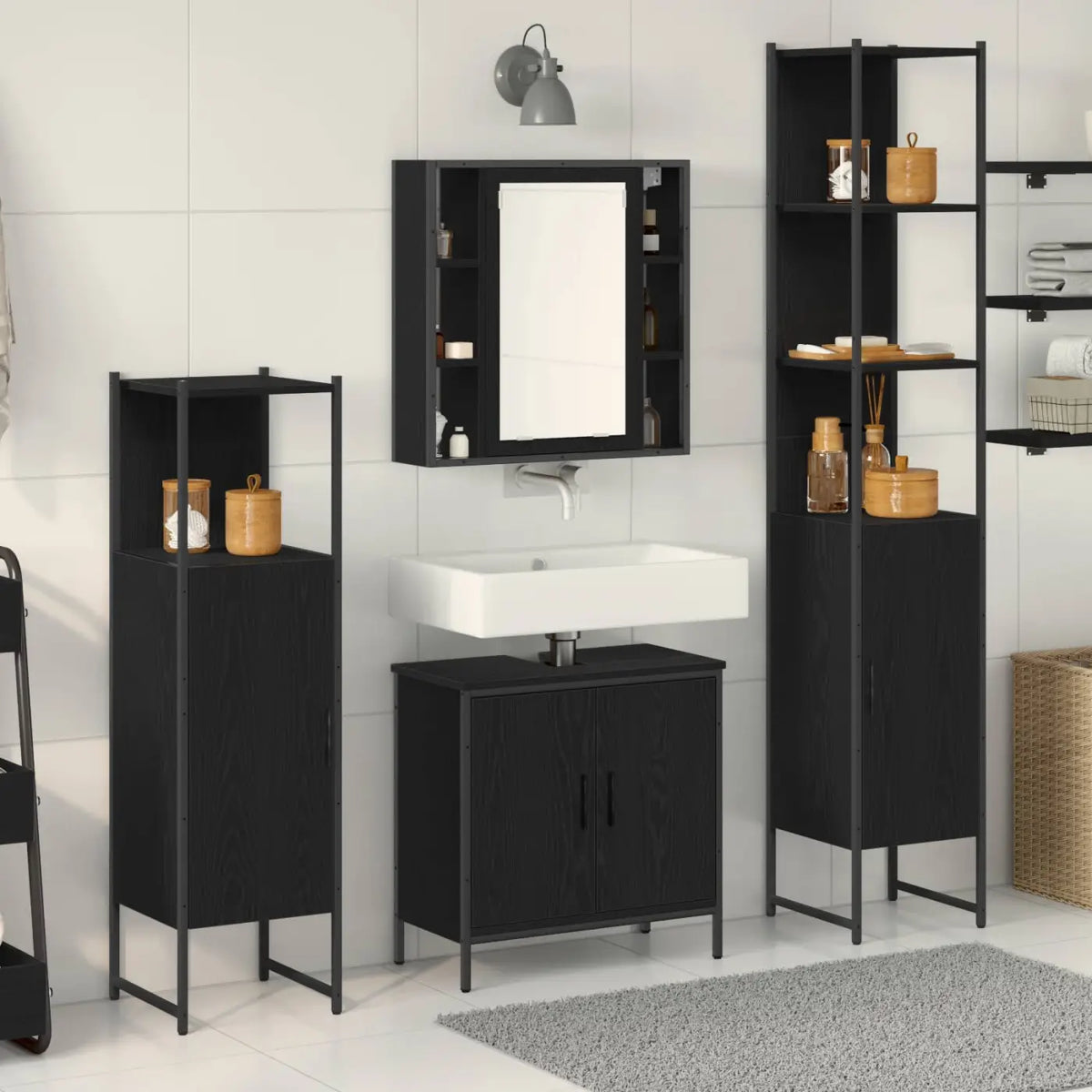 Ensemble de mobilier de salle de bain 4 pièces Noir - XIOS