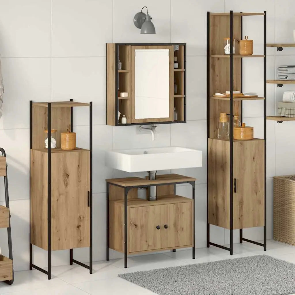 Ensemble de mobilier de salle de bain 4 pc Chêne artisanal - XIOS