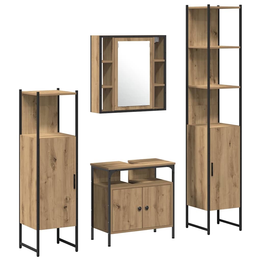 Ensemble de mobilier de salle de bain 4 pc Chêne artisanal
