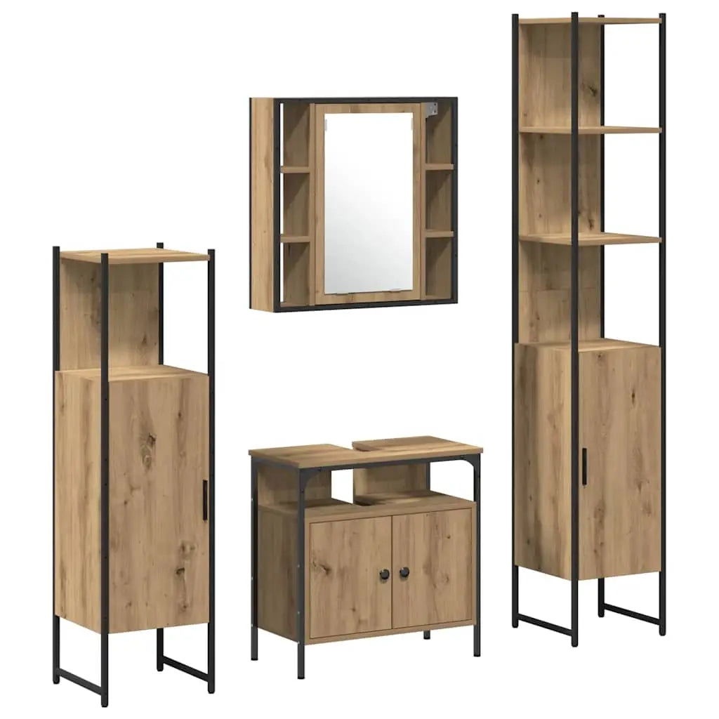 Ensemble de mobilier de salle de bain 4 pc Chêne artisanal - XIOS