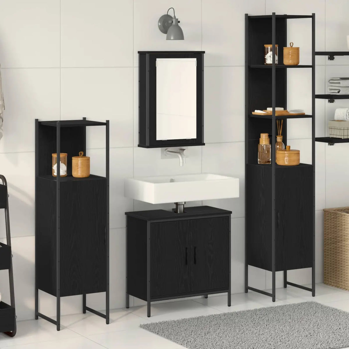 Ensemble de mobilier de salle de bain 4 pc Noir - XIOS