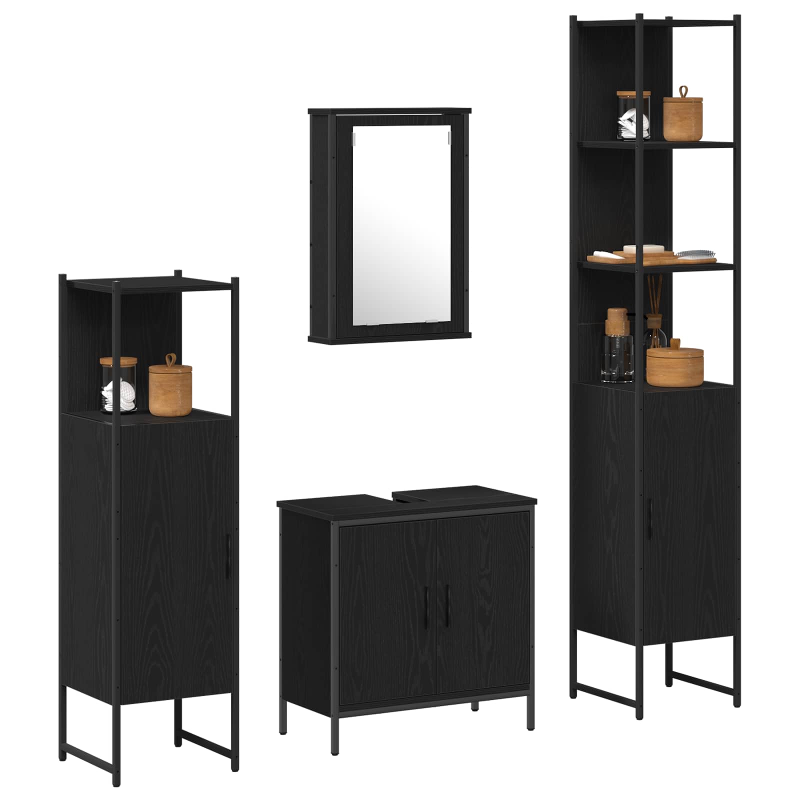 Ensemble de mobilier de salle de bain 4 pc Noir