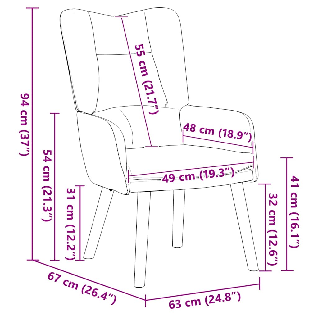 Fauteuil relaxant Noir 63 x 67 x 94 cm Velours - XIOS