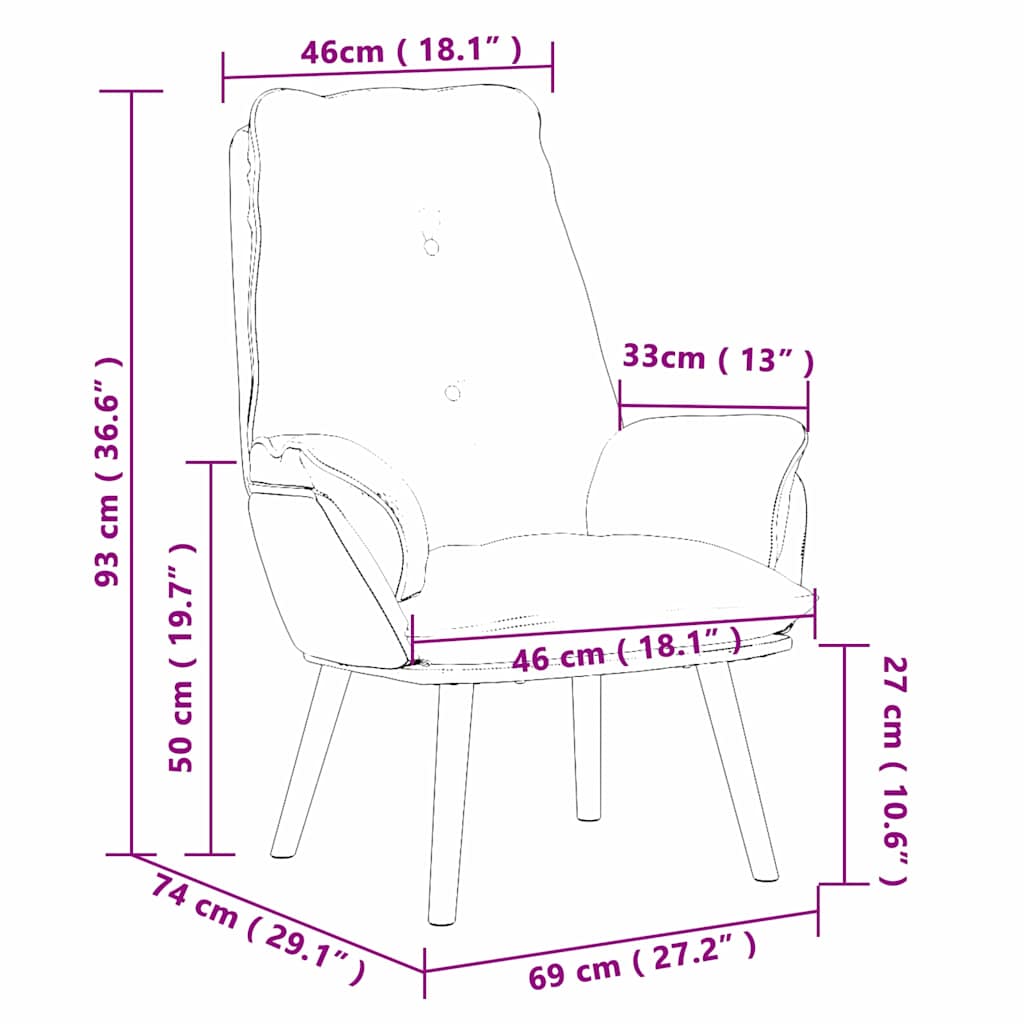 Fauteuil relaxant Taupe 69 x 74 x 93 cm tissu - XIOS