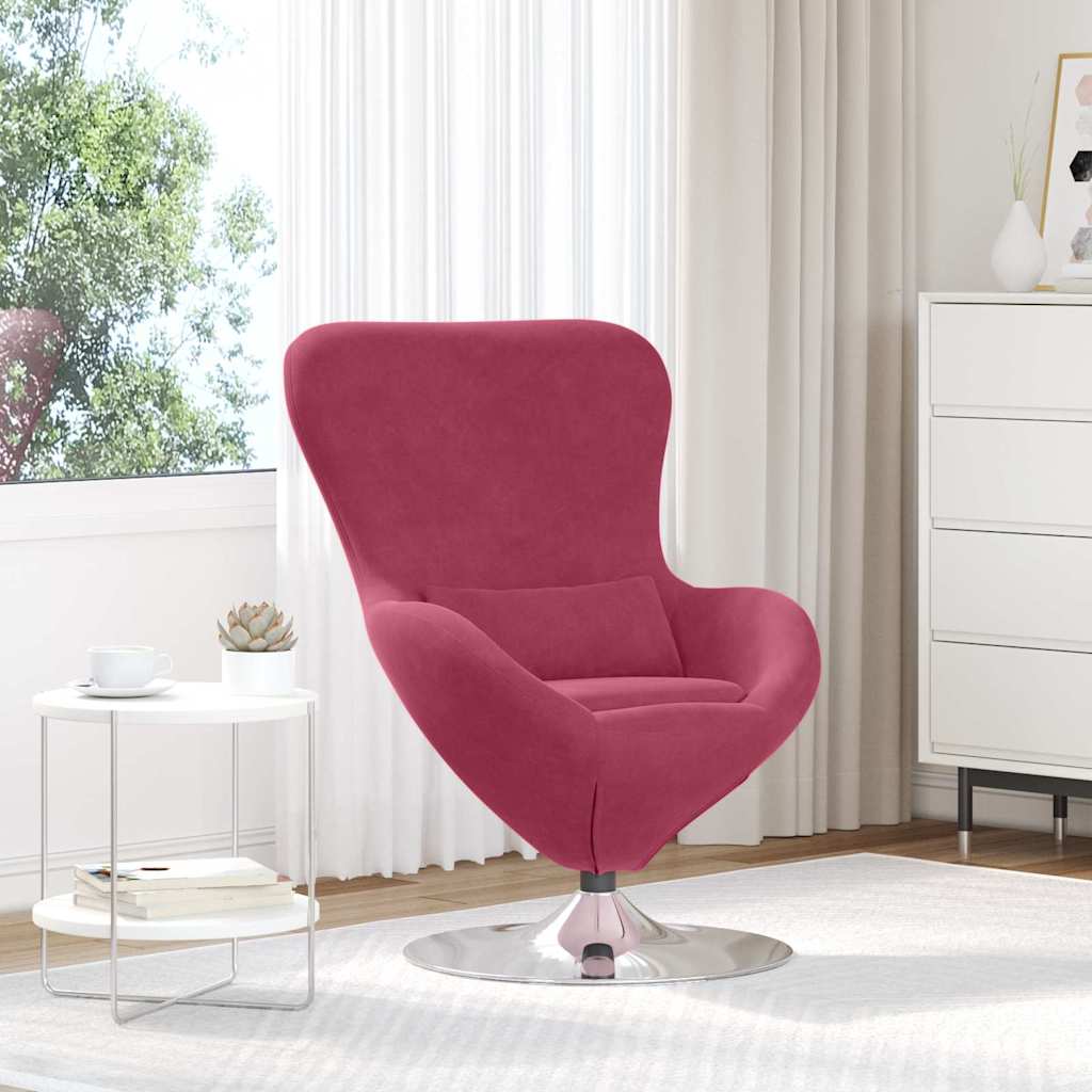 Fauteuil œuf Rouge bordeaux 63 x 73 x 90 cm Velours - XIOS