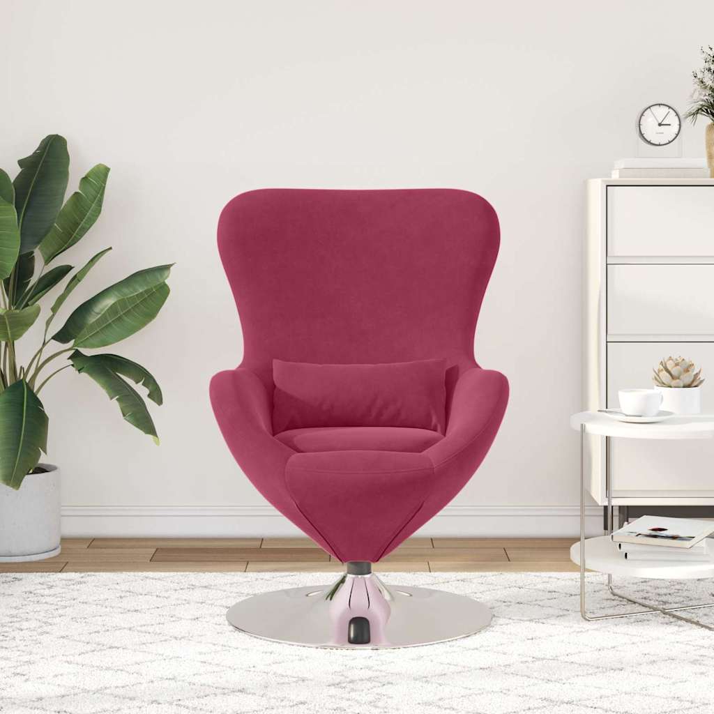 Fauteuil œuf Rouge bordeaux 63 x 73 x 90 cm Velours - XIOS