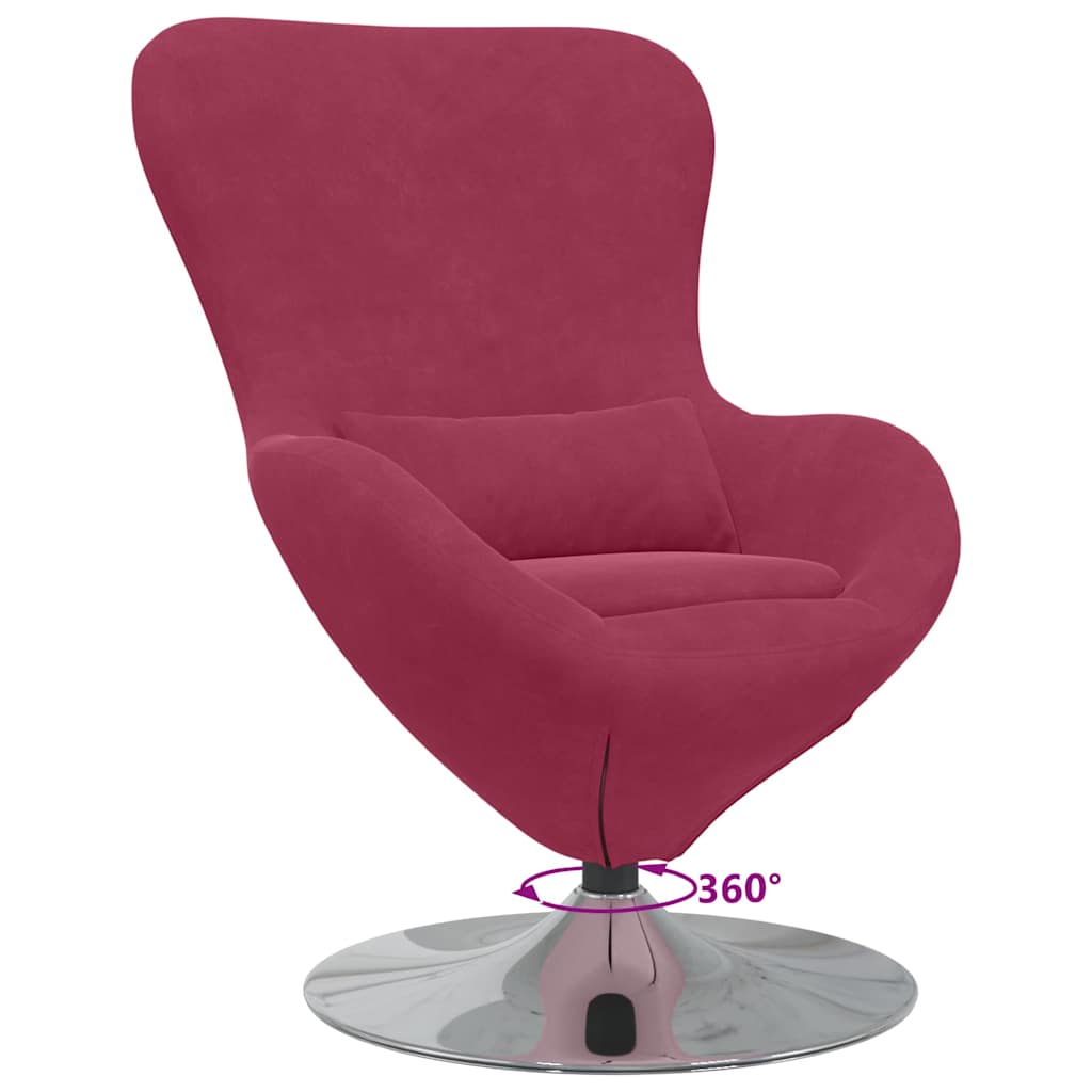 Fauteuil œuf Rouge bordeaux 63 x 73 x 90 cm Velours - XIOS