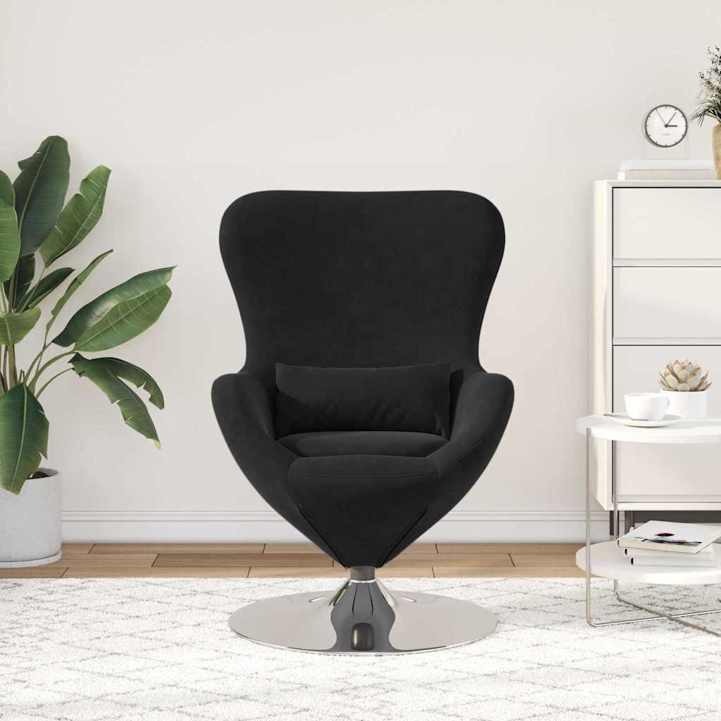Fauteuil œuf Noir 63 x 73 x 90 cm Velours - XIOS